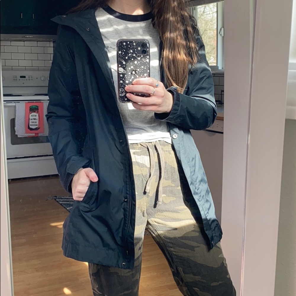 Long Black Columbia Rain Jacket